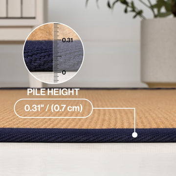 Camden Farmhouse Cottage Border Jute Area Rug